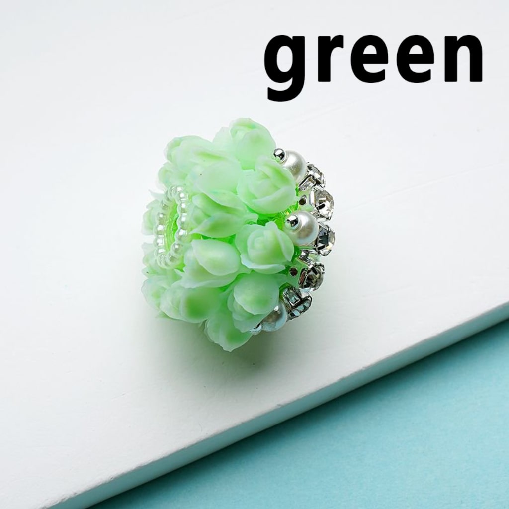 Bling Bling Cute Flowers Tulips Clear Rhinestones Chains White Pearls Round Acrylic Beads, Around 25*18MM