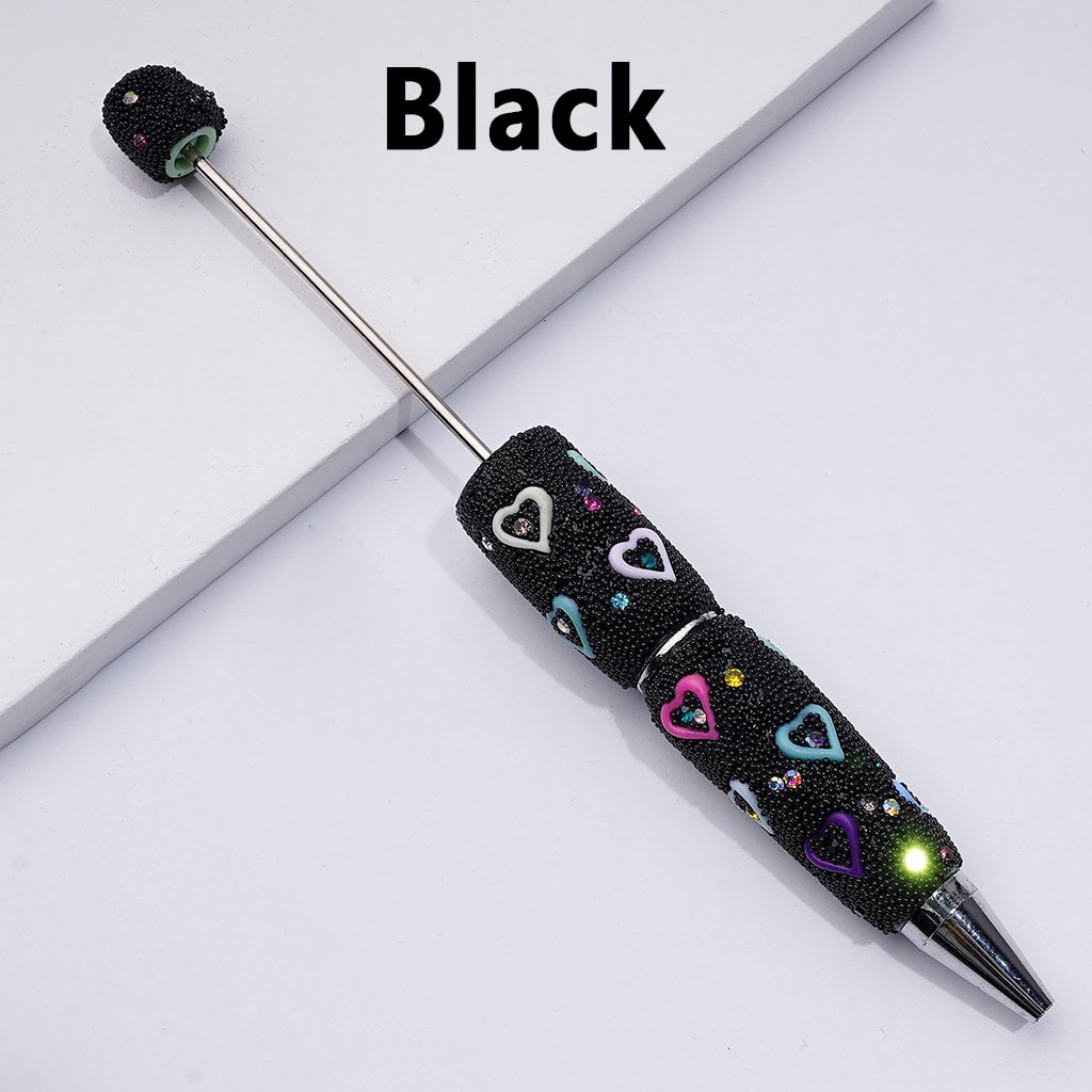 Beadable Clay Pens with Cute Heart Frames Colorful Shiny Rhinestones M ...