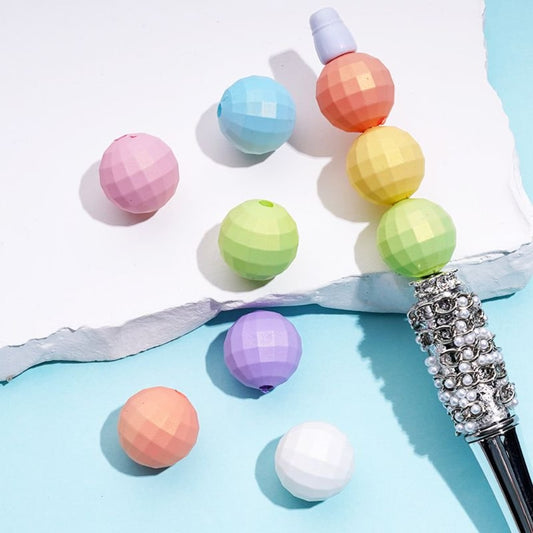 Solid Color Round Disco Acrylic Beads, 16MM, Random Mix