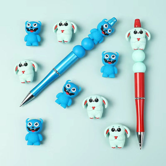 Silicone Focal Beads 3D Cute Smiling Monster Toy Series with Big Eyes