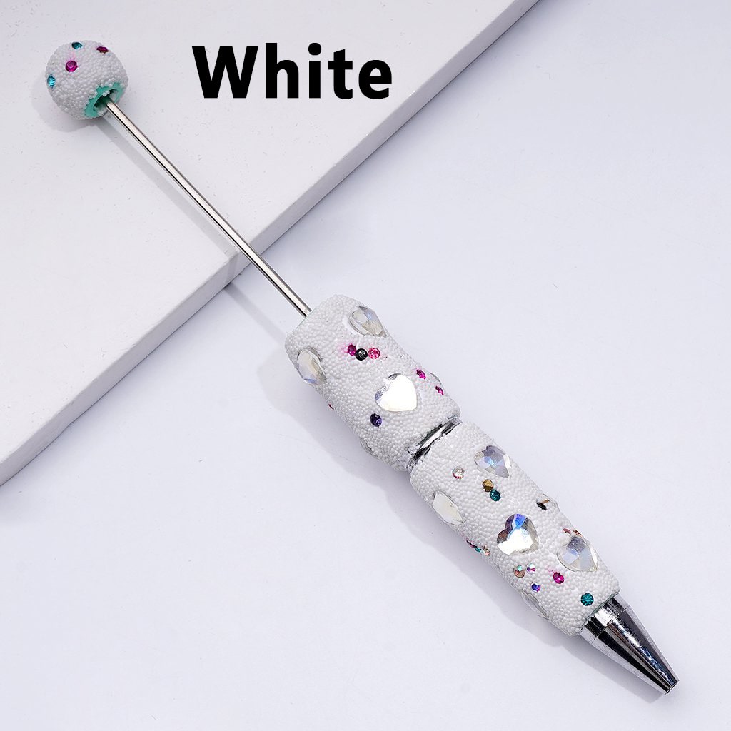 Beadable Solid Color Hearts Shiny Rhinestones Mini White Snow Balls Clay Pen