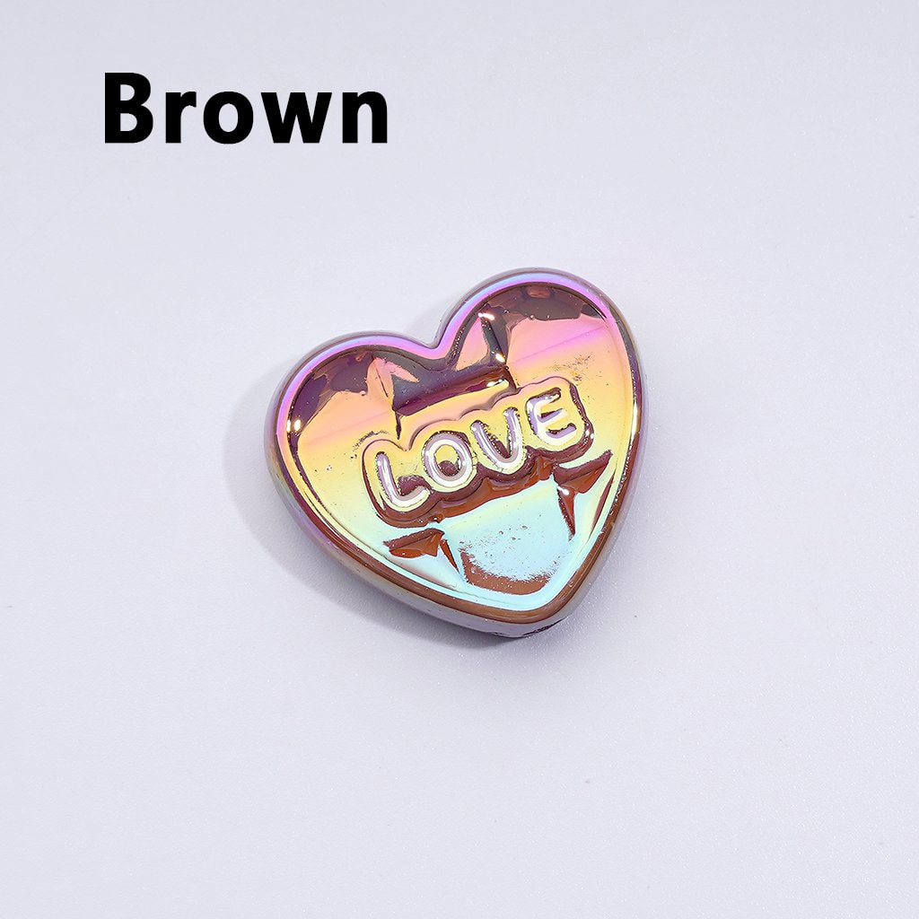 UV Coating Multi-Color Shiny Hearts with Love Acrylic Beads, Around 26*23MM
