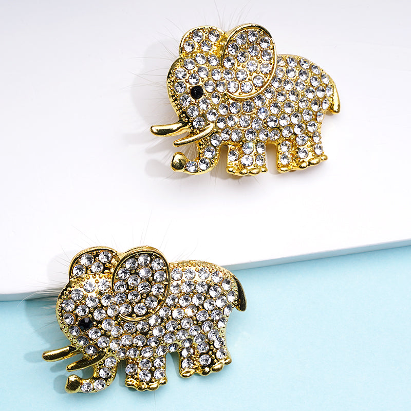 Pom Pom Alloy Elephant Clay Beads with Clear Rhinestone, Around 39*34MM