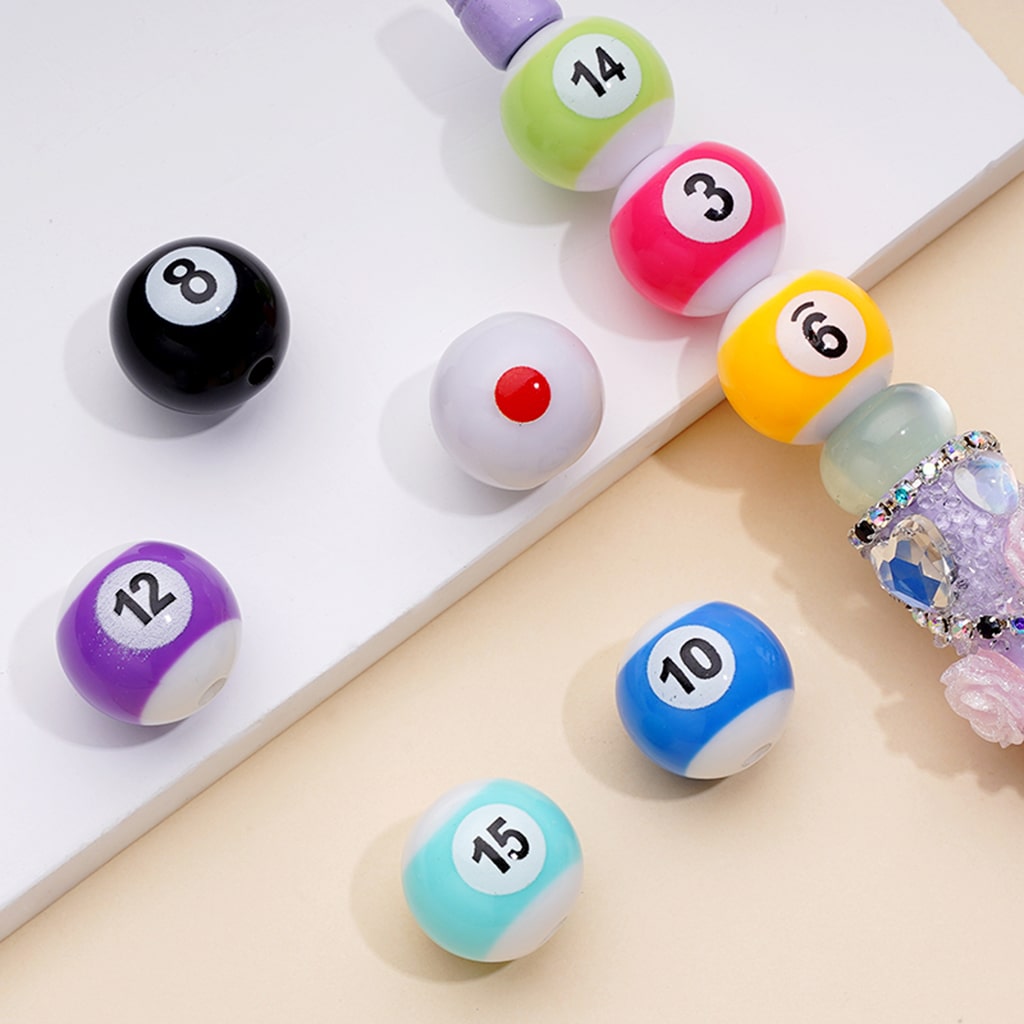 Billiards Acrylic Beads in Solid Colors, Random Mix, 16MM