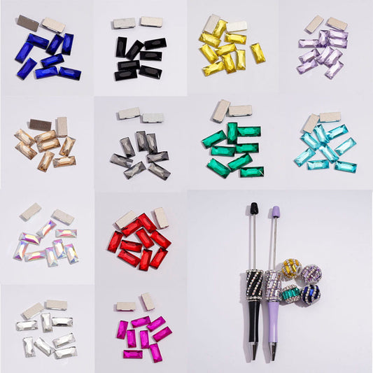 DIY Mini Rectangle Rhinestones for DIY Beads &  Charms Ornaments & Pens, Jewelry Accessories, 3*7MM Multi-Color