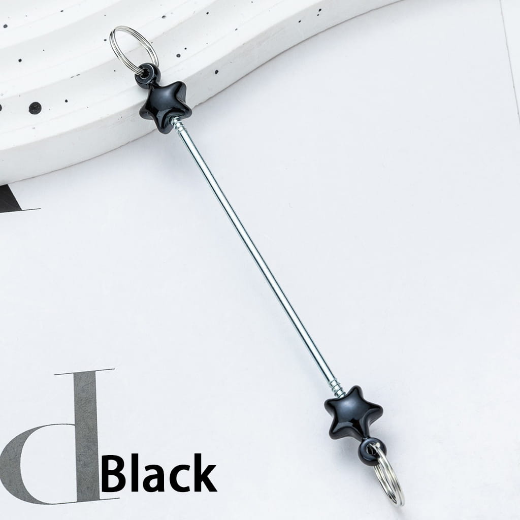 DIY Plastic Beadable Keychain Bars with Stars for Keychain Accessories in Metallic Colors, 10CM