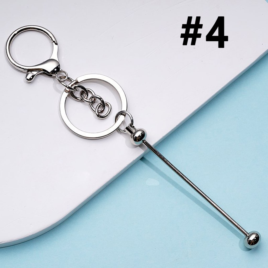 Metal Beadable Keychain with Bar and Lobster Clasp in Solid Colors