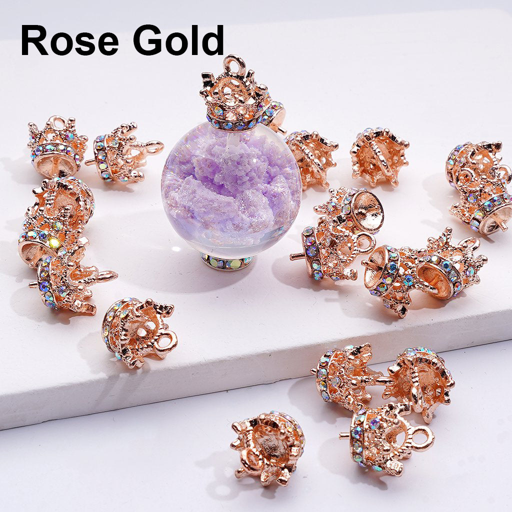 Fancy Alloy Crown with AB Rhinestones Hanger Ring Pendant Jewelry Accessories, 10MM, Random Mix