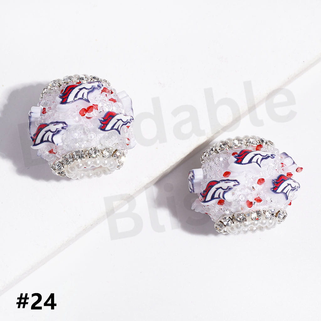 21MM - American Football Team Series Handcrafted Acrylic Beads, Flower Bowtie Crystal White Pearls Rhinestone Chains Metal Base Colorful Mini Bubble Balls Decoration (Update Other Styles Later))