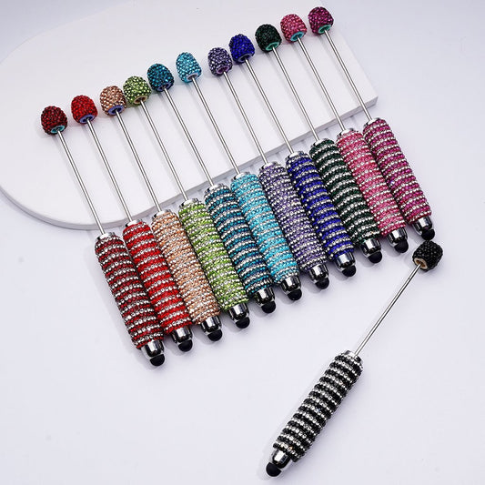 Beadable Bling Bling Double-Color Shiny Rhinestones Clay Stylus Pens