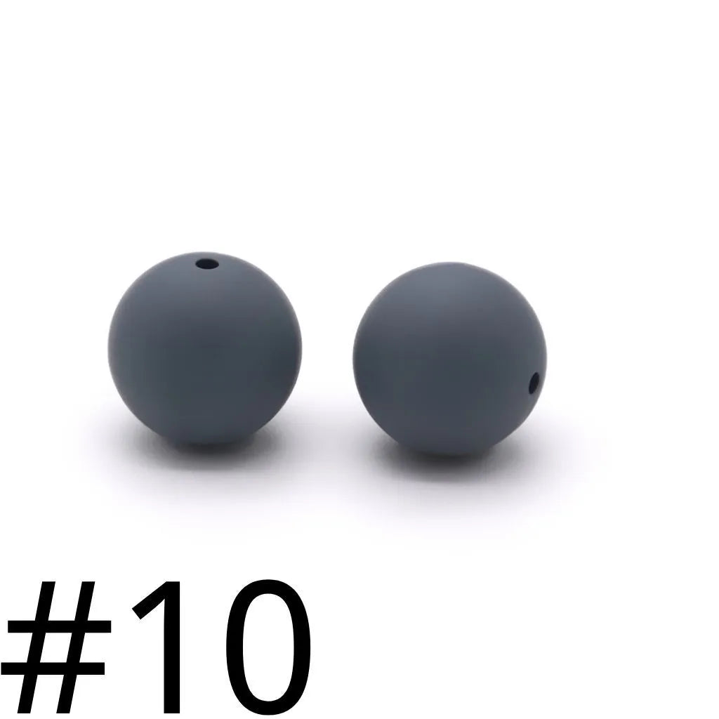 シリコンビーズ、ソリッドカラー、15 mm