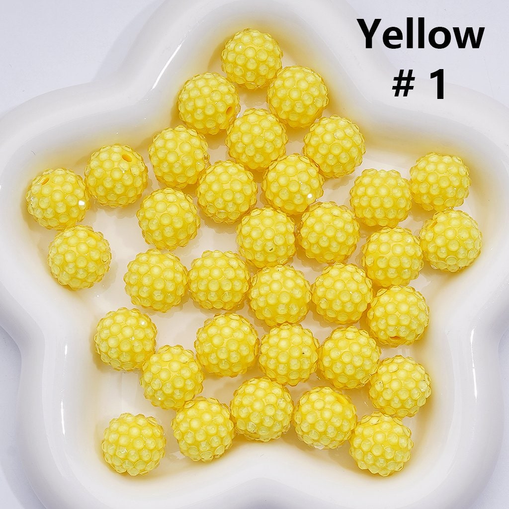 Clear Color Rhinestones Waxberry Ball Round Acrylic Beads, 16MM