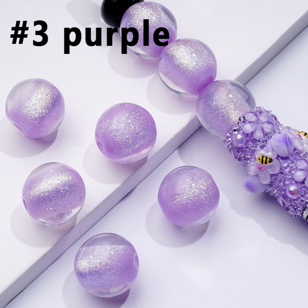 Luminous Bling Bling Shiny Glitter Half Sugar Core Round Acrylic Beads, 16MM