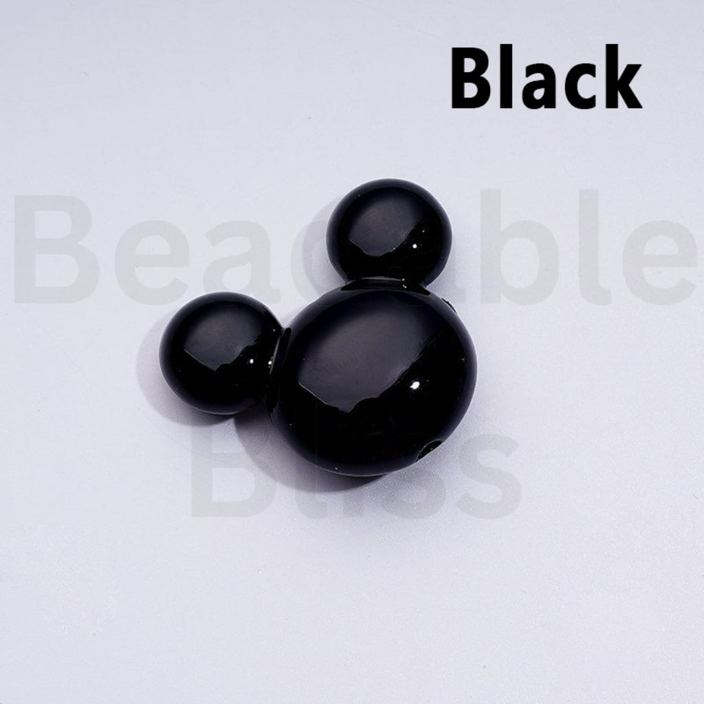 Vivid Cute Solid Color Disne Micke Minni Mouse Head Acrylic Beads, Around 32*27*12MM