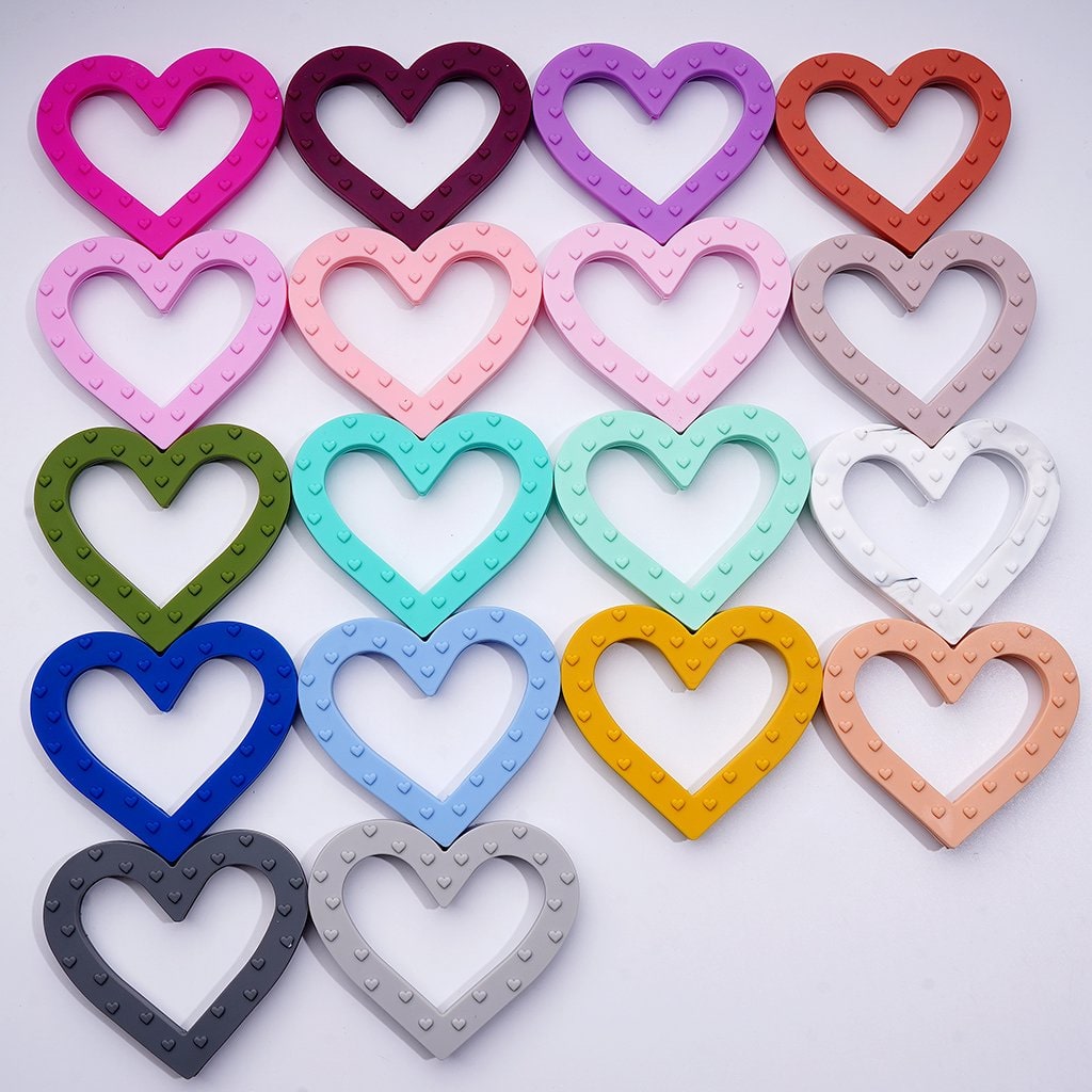 Solid Color Silicone Heart Frame Bead Soft Car Hanger Charm, Around 72*79MM, Random Mix