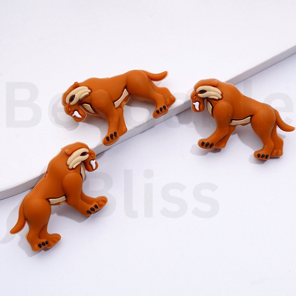 3D Cute Animals Squirrel Sloth Si Lion Ale Elephant Mann Penguin Skippe Saber-toothed Tiger Dieg Ice Ag Madgasca Silicone Focal Beads