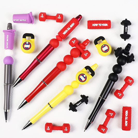 Silicone Focal Beads 3D Sports Gym Equipment Theme