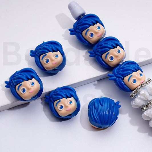 Mini Cute Insid Out Character Girl Jo PVC Soft Rubber Beads, Around 18*18MM