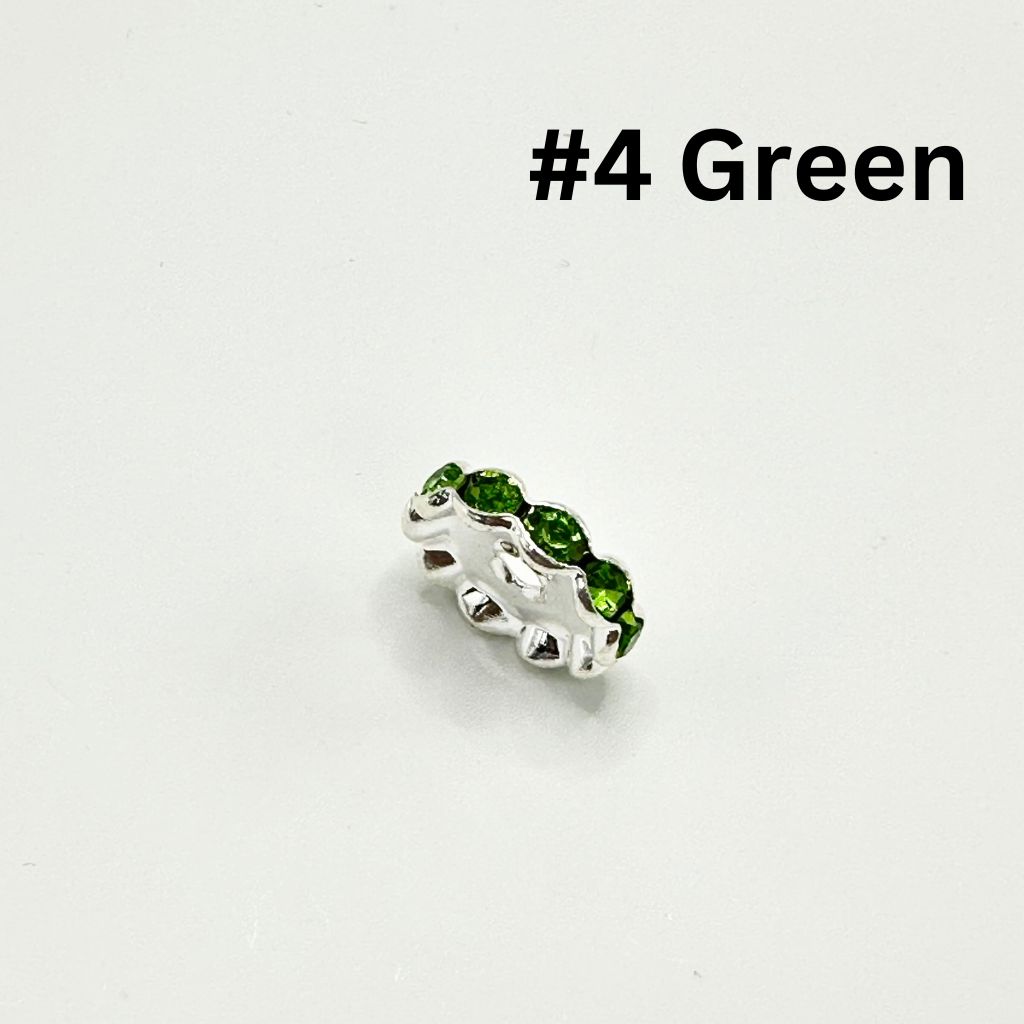 Metal Wave Shape Spacers with Rhinestones in Solid Colors, 15mm