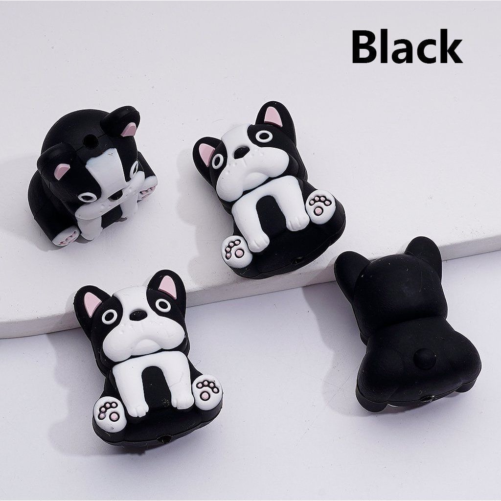 3D Cute French Bulldog Puppy Silicone Focal Beads