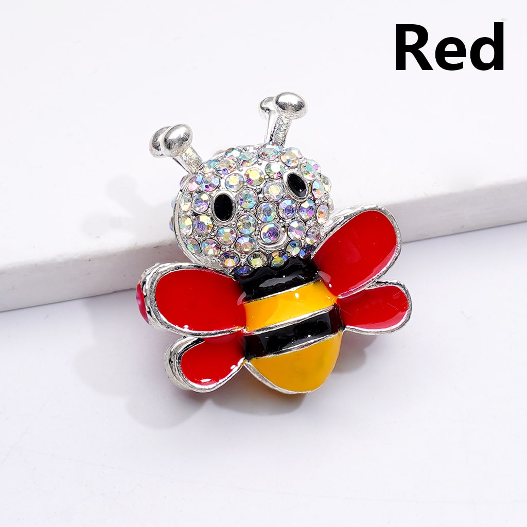 Silver Alloy Beads Fancy Bee with AB Rhinestones Solid Color Wings 29*26MM