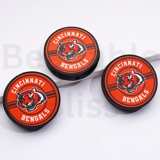 USA America Football Teams NF Cincinnat Benga Round Silicone Focal Beads