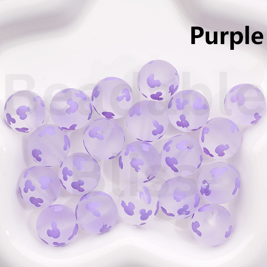 Frosted Multi-Color Micke Mous Head Prints Round Acrylic Beads, 16MM (Single Color is available for 200pcs(Whole Bag))