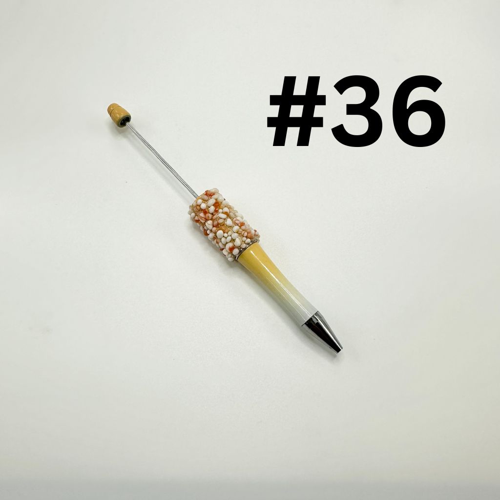 Plastic Beadable Pens in Solid Colors with Tiny Pebbles