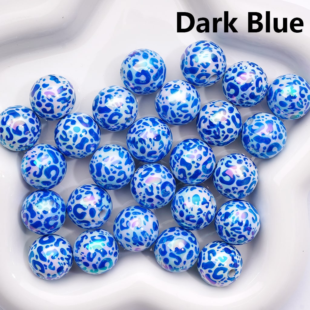 Acrylic Beads UV Coating Leopard Prints Multi-Color, Round 16MM (Single Color is available for 200pcs(Whole Bag))