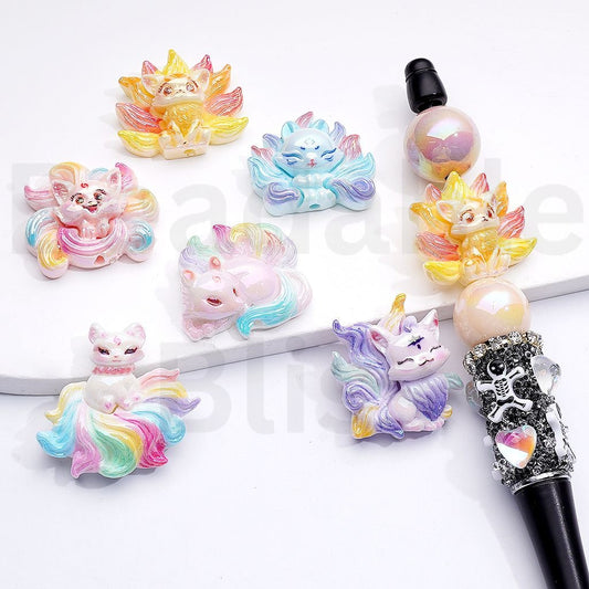 Acrylic Beads UV Coating Vivid Cute Nin Taile Fo, Random Mix