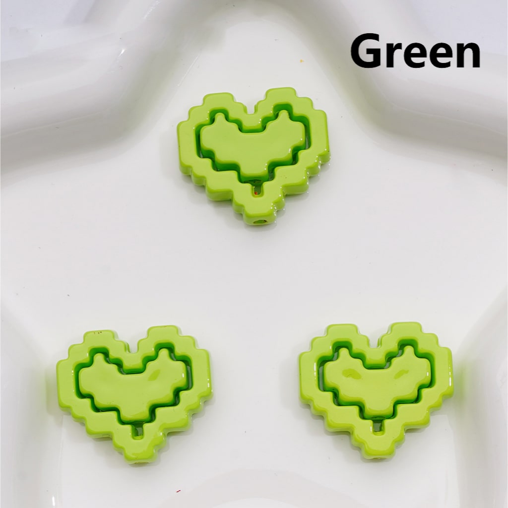 Cute Hearts & Hearts Frame Puzzle Set Acrylic Beads, 30*26MM (1pcs heart+1pcs heart frame is 1set, 20pcs is 10Sets, Single Color is available for 200sets(Whole bag))