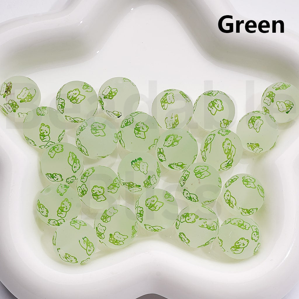 Frosted Multi-Color Sanri Hello Kitt Pochacc Prints Round Acrylic Beads, 16MM (Single Color Is available for 200pcs(Whole Bag))