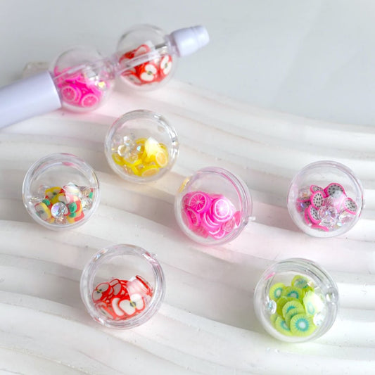 Fruit Beads, Clear Acrylic Beads with Small Fruit Slices Inside, Round Shape, Size 20mm