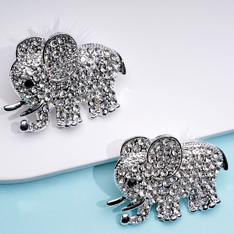 Pom Pom Alloy Elephant Clay Beads with Clear Rhinestone, Around 39*34MM