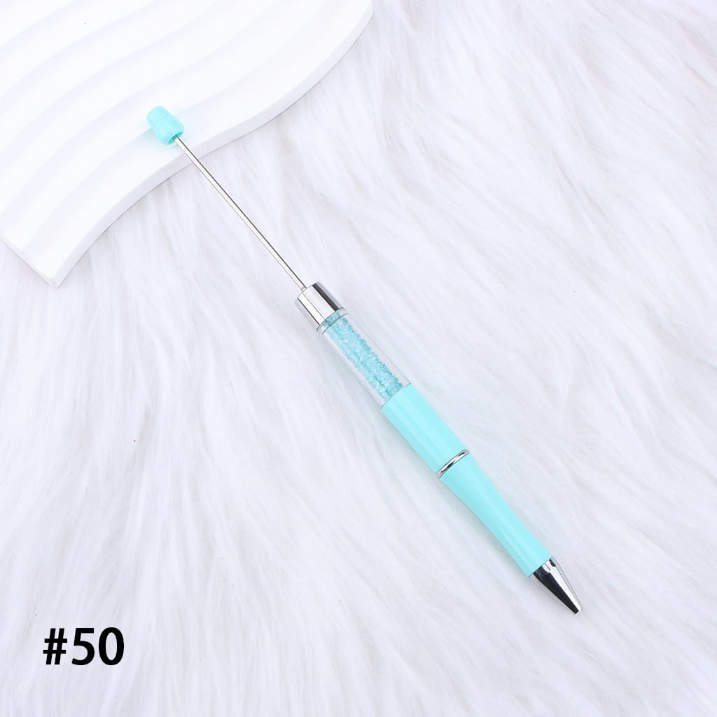 DIY Plastic Beadable Pens - Transparent Tube with Shimmer Crystal Beaded Pens, Length 186MM, Multi-Color