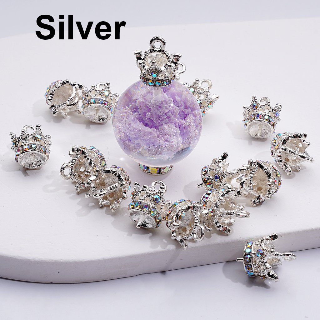 Fancy Alloy Crown with AB Rhinestones Hanger Ring Pendant Jewelry Accessories, 10MM, Random Mix