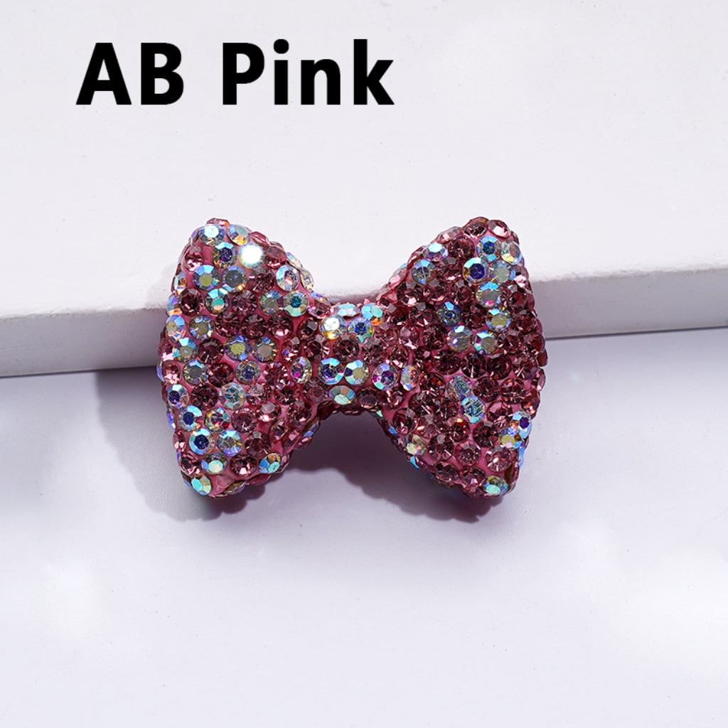 Bling Bling Multi-Color Bowknots Clay Beads with Shiny Rhinestones, 29*21MM
