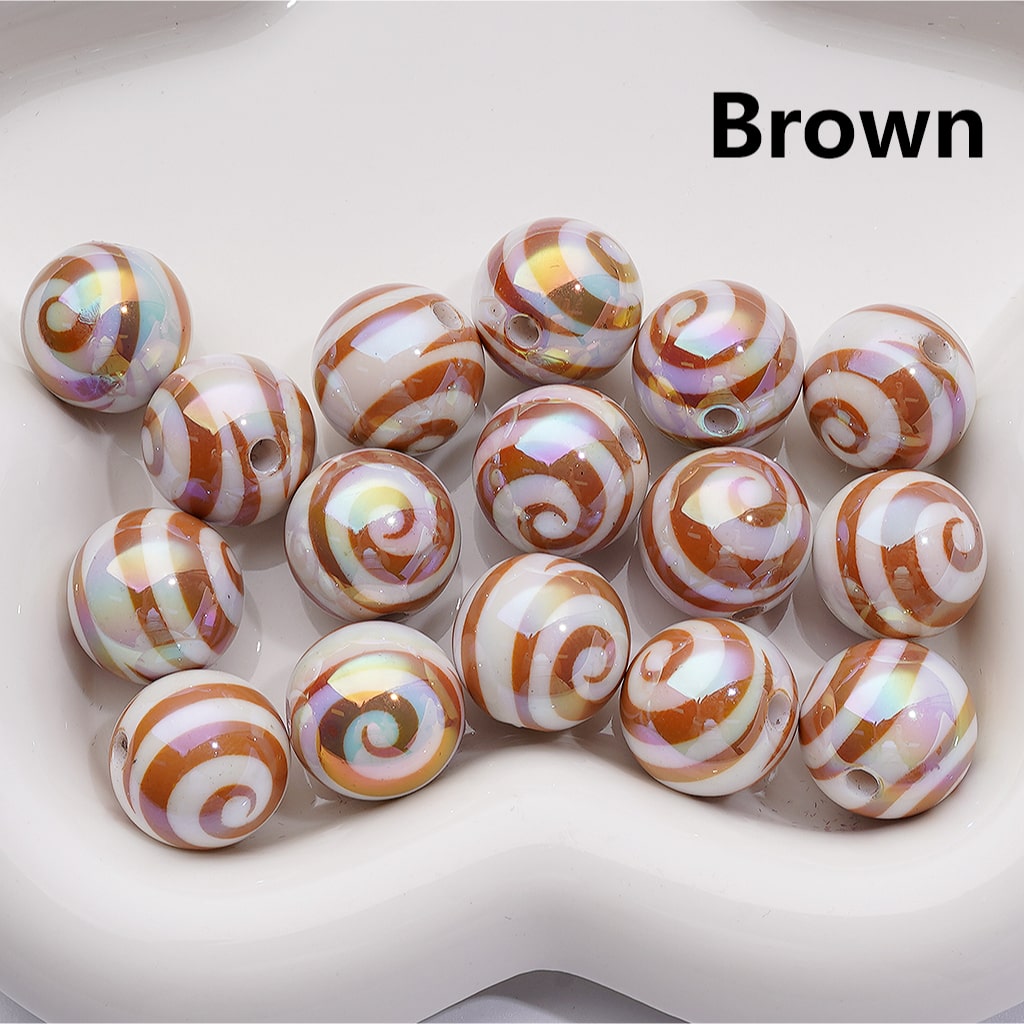 UV Coating Multi-Color Swirl Stripes Round Acrylic Beads, 16MM (Single Color is available for 200pcs(Whole bag))