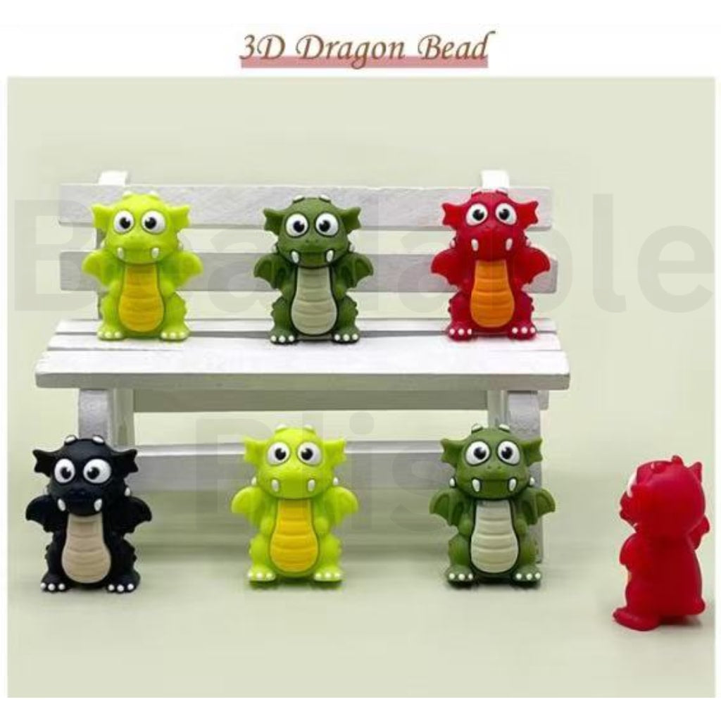 3D Multi-Color Cute Dragons Monsters Silicone Focal Beads