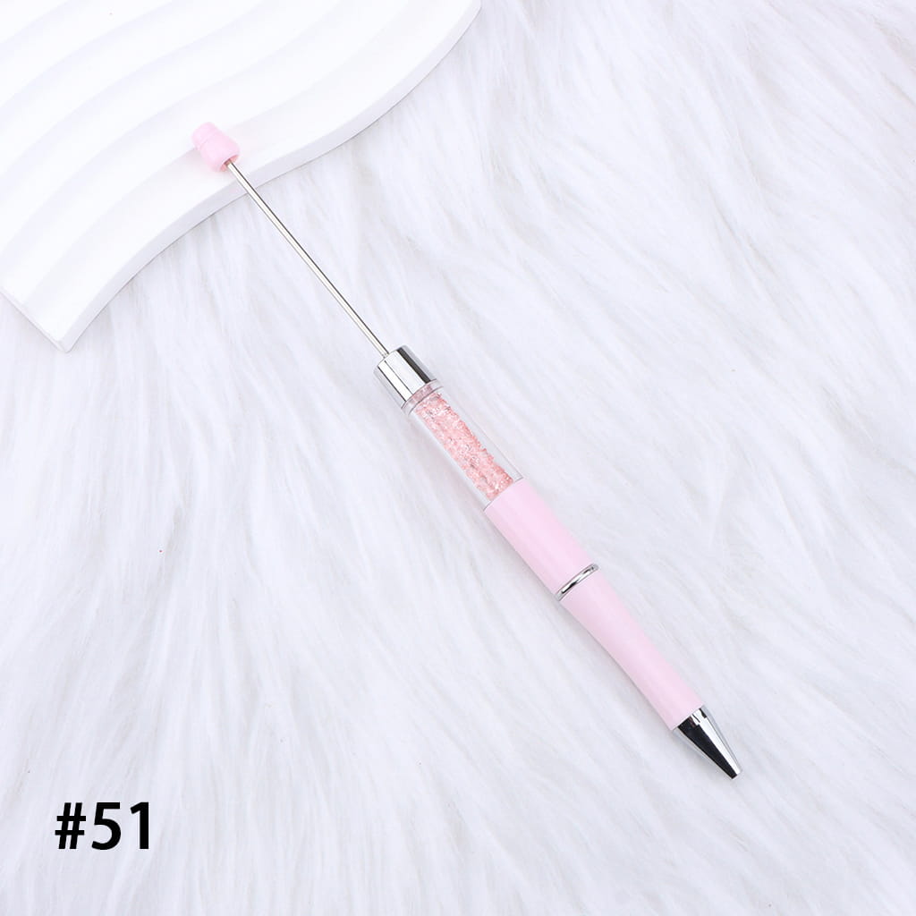 DIY Plastic Beadable Pens - Transparent Tube with Shimmer Crystal Beaded Pens, Length 186MM, Multi-Color