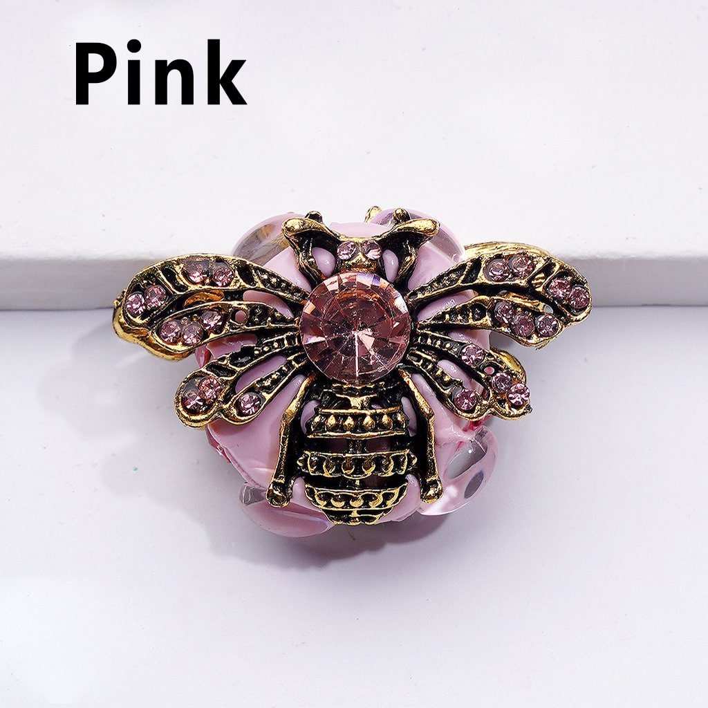 Cute Fancy Copper Alloy Bee with Shiny Rhinestones Clear Oval Pearls Clay Beads, Around 26*34MM