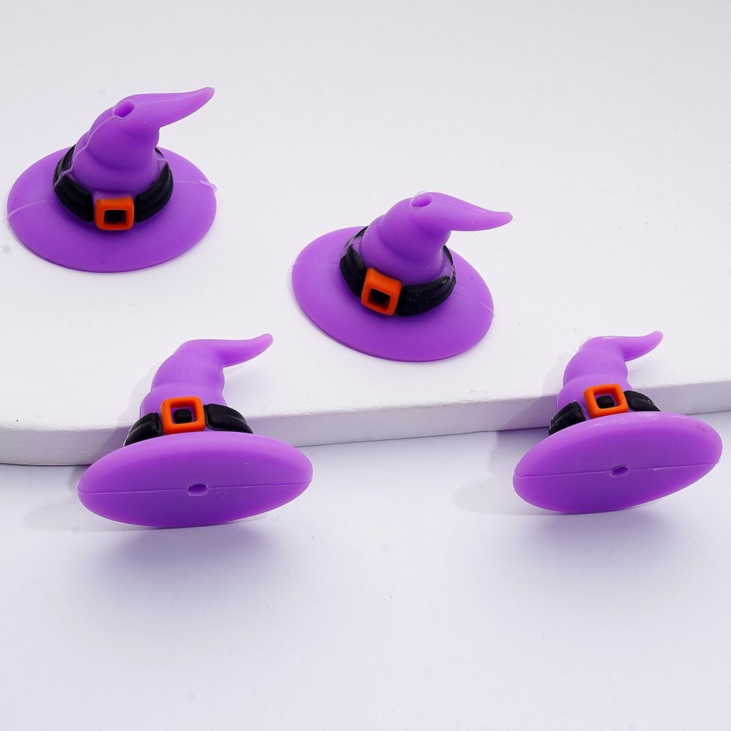 3D Cute Halloween Series Ghost Pumpkin Haunted House Bat Wizard Hat Silicone Focal Beads