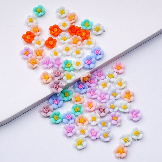 DIY Mini Cute Multi-Color Flowers Charms for Jewelry Accessories Rhinestones Adding, Around 9MM