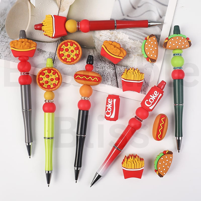 Silicone Focal Beads 3D Fast Food Hot Dog Pizza Cok Coc Col