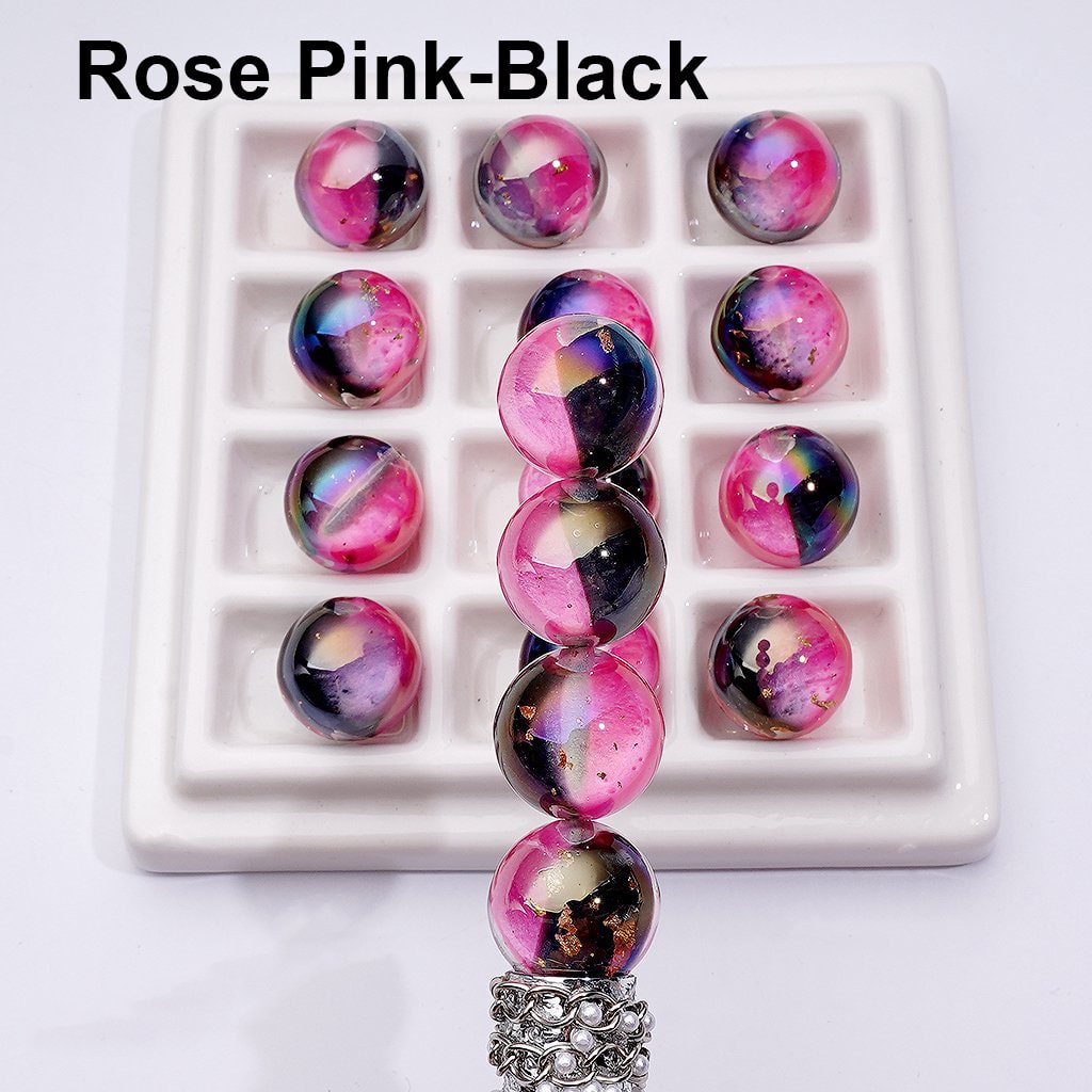 Large Double Color Resin Heart Gold Foil Paper Inside Clear Round Acrylic Beads, 16MM, Random Mix