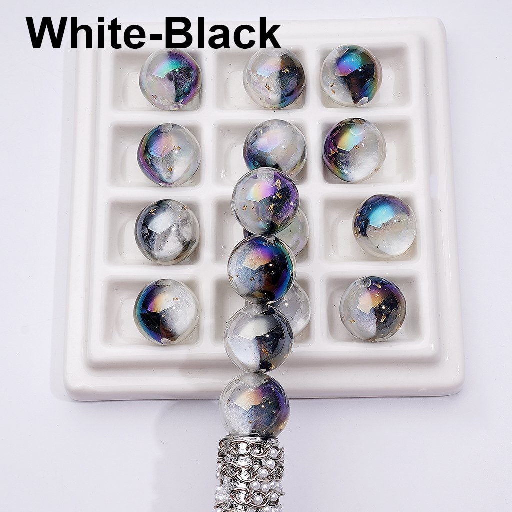 Large Double Color Resin Heart Gold Foil Paper Inside Clear Round Acrylic Beads, 16MM, Random Mix