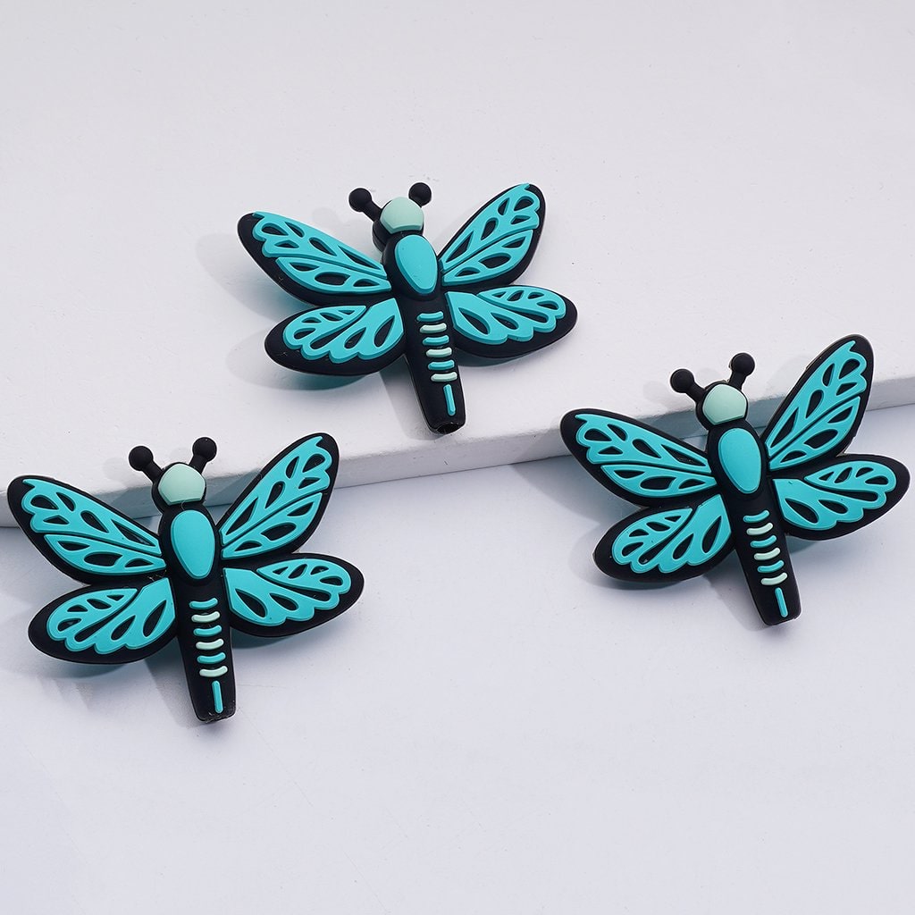 Multi-Color Cute Dragonflies Silicone Focal Beads