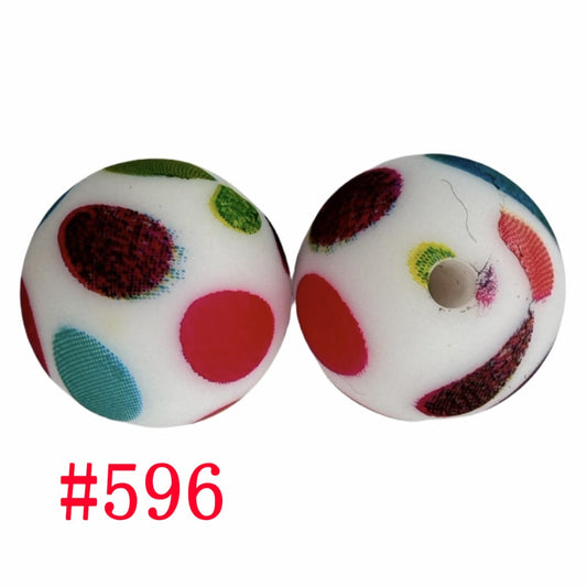 Colorful Oval Polka Dots Printed Silicone Beads, 15mm, Number 596
