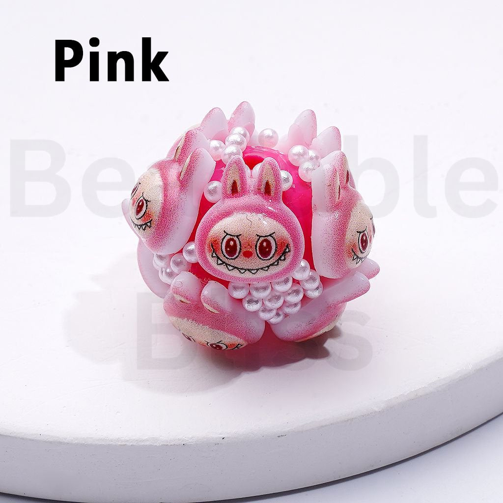 Cute  L-B-B Monster Pop Mar White Pearls Round Acrylic Beads in Solid Color, Around 20*23MM
