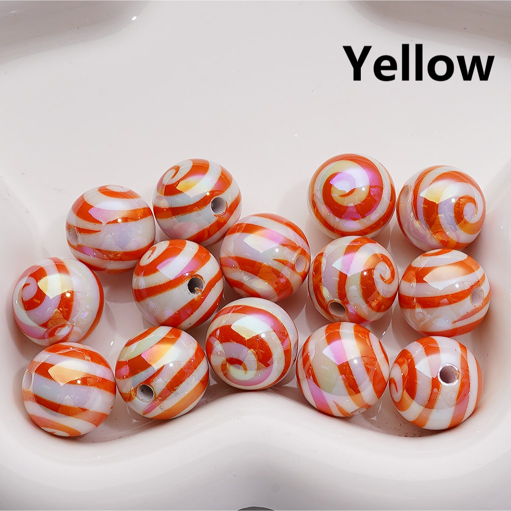 UV Coating Multi-Color Swirl Stripes Round Acrylic Beads, 16MM (Single Color is available for 200pcs(Whole bag))